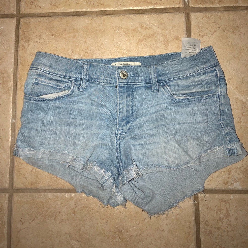 Abercrombie light wash denim shorts